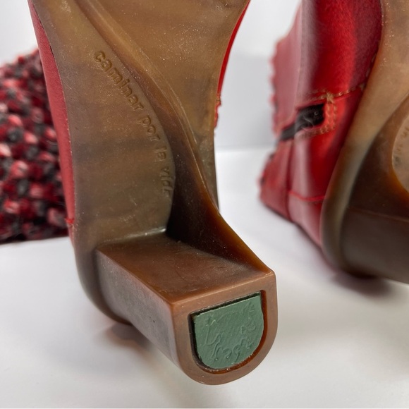 El Naturalista Women’s Red Leather Heeled Knit Boots Size EU 37 US 6.5 - Picture 12 of 12